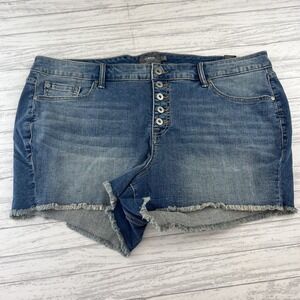 Torrid Womens Shorts Denim Jean Button Fly Raw Hem Vintage Stretch Mid Rise 22